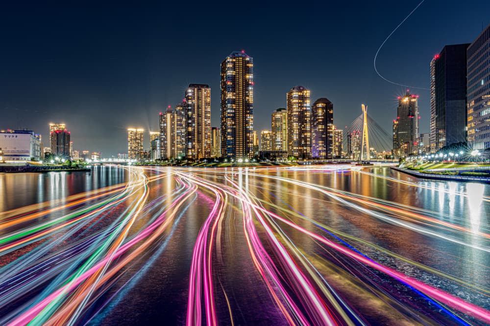 Dynamic City Lights by JUNKO TORIKAI — canvas wall art