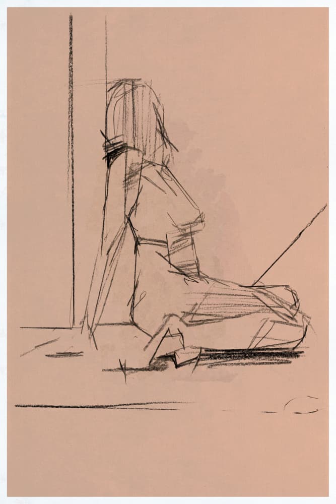 Pensive Woman Sketch by cartissi — canvas wall art