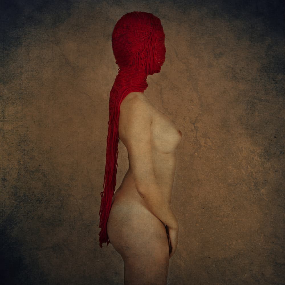 Red Yarn Figure by Igor Genovesi — canvas wall art
