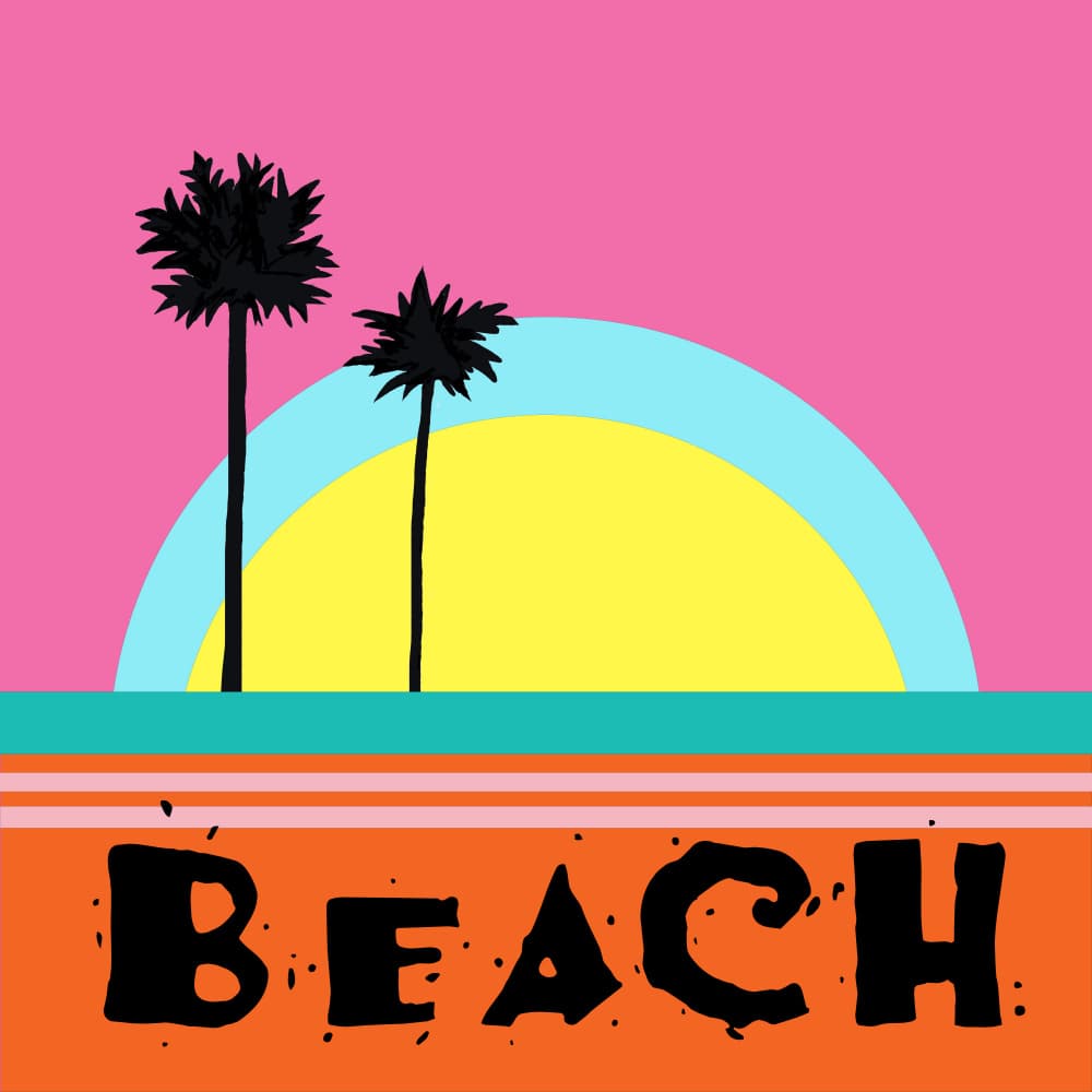 Retro Beach Sunset by Bronwyn Baker — canvas wall art