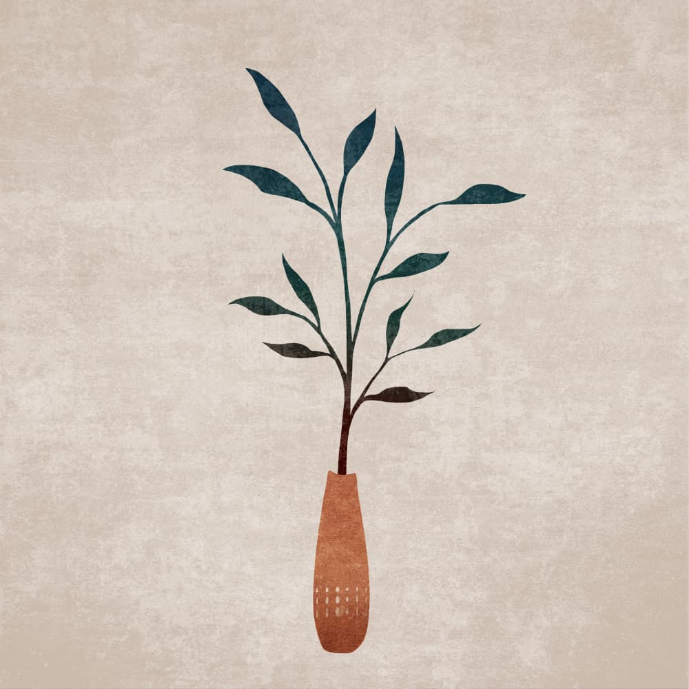 Minimal Leaf Vase by Emel Tunaboylu — canvas wall art