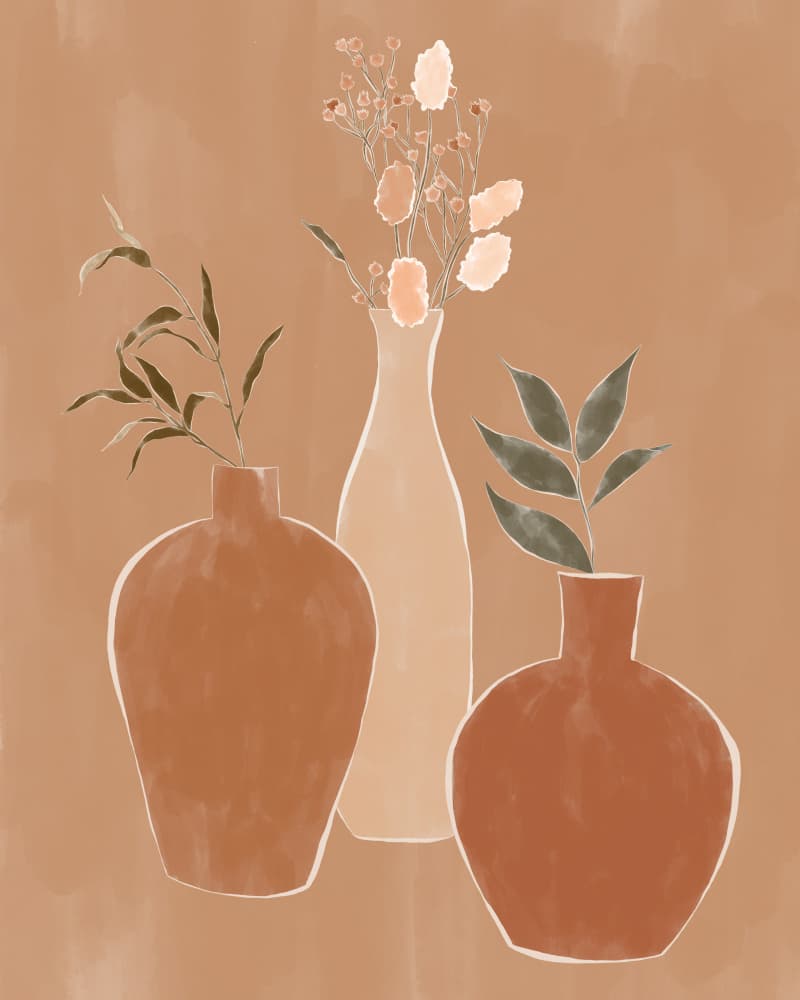 Earthy Botanical Vases by Ivy Green Illustrations — canvas wall art