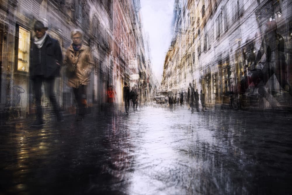 Blurred City Walk by Nicodemo Quaglia — canvas wall art