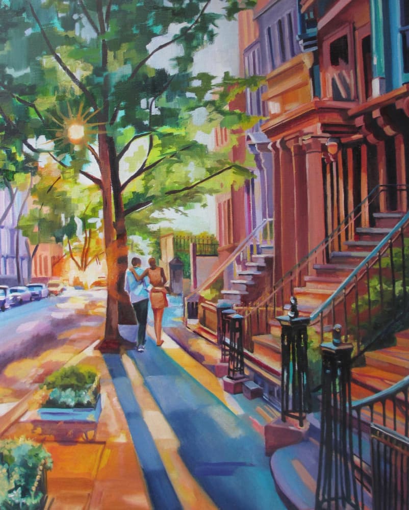 Romantic City Stroll by Maxine Shore — canvas wall art