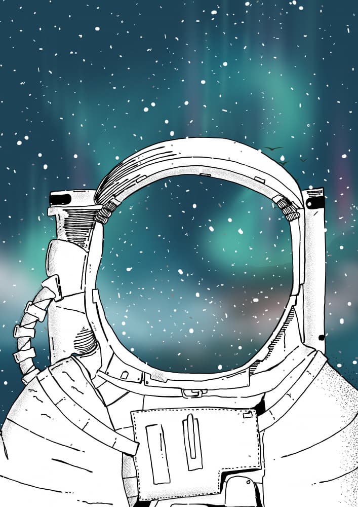 Astronaut Views Aurora Sky by Nicholas — canvas wall art