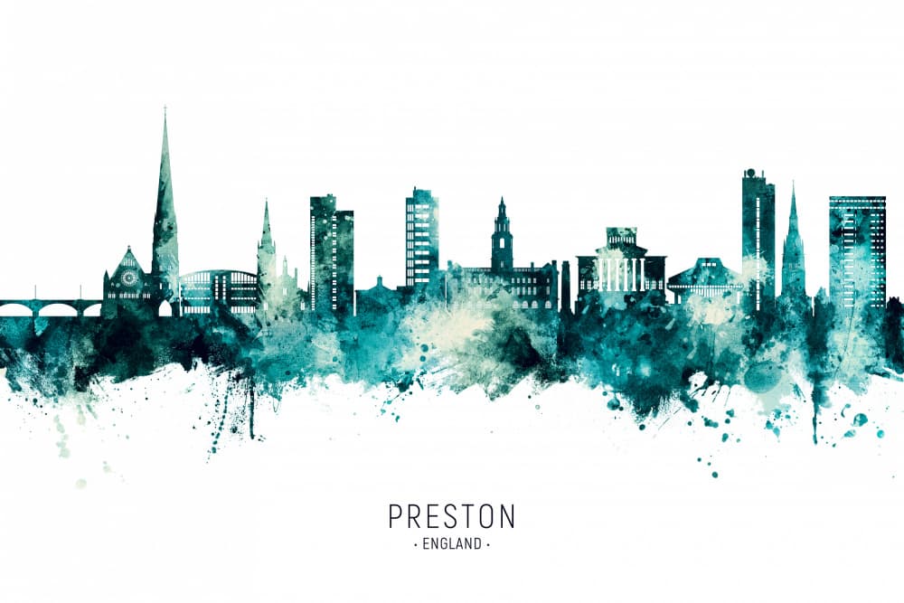 Preston England Skyline by Michael Tompsett — canvas wall art