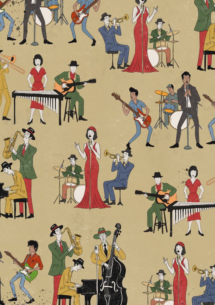 Retro Music Scene by Nicholas — canvas wall art
