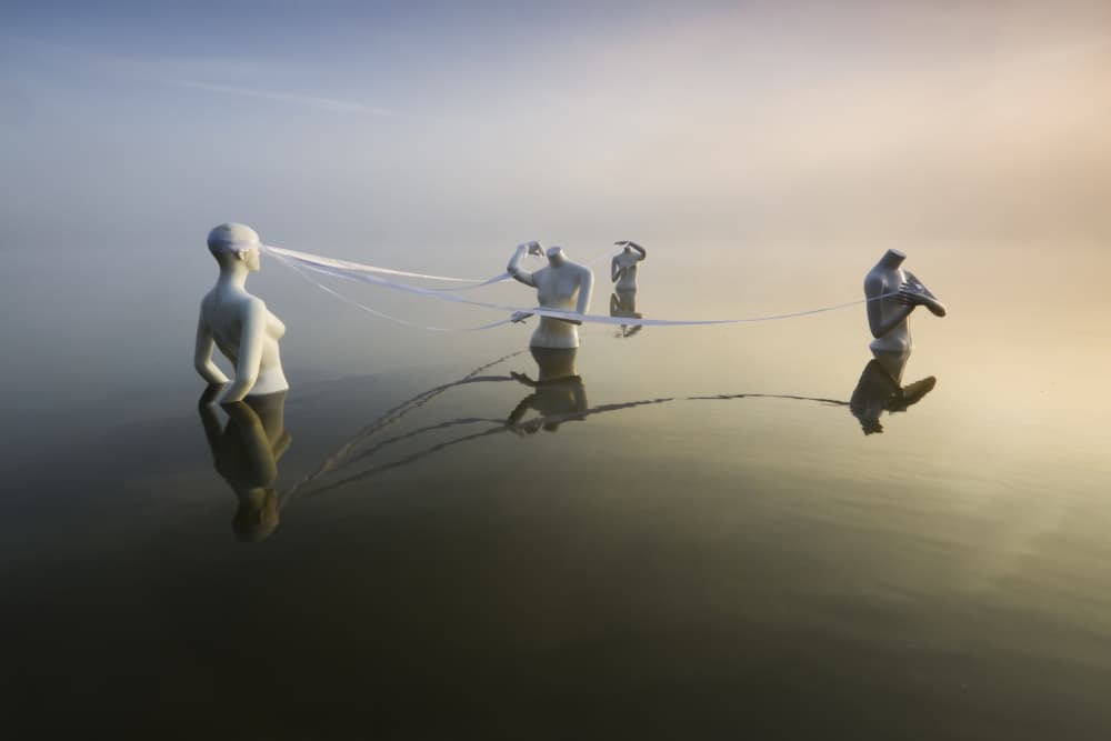 Misty Figures Connection by Leszek Paradowski — canvas wall art
