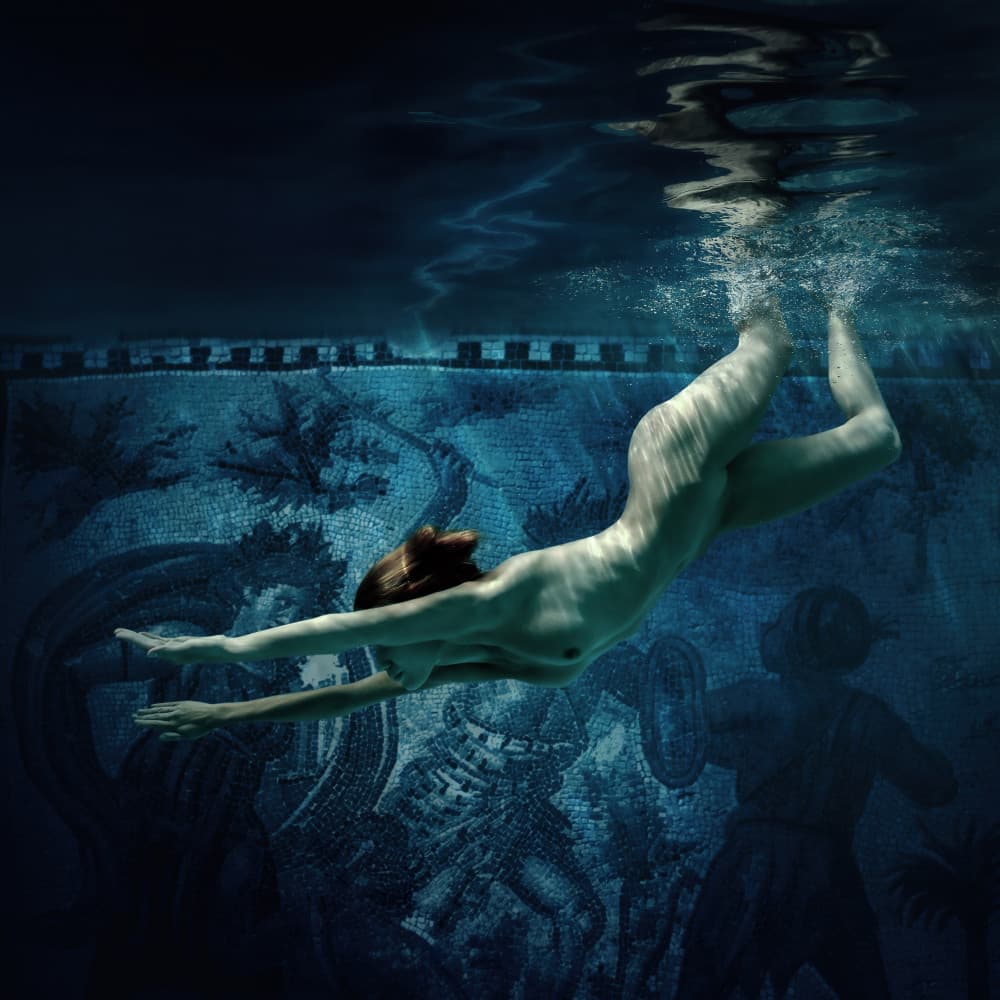Nude Swimmer Ancient Depths by Dmitry Frizel — canvas wall art