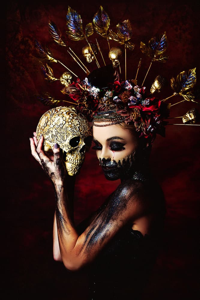 Dark Beauty Golden Skull by Ruslan Bolgov — canvas wall art