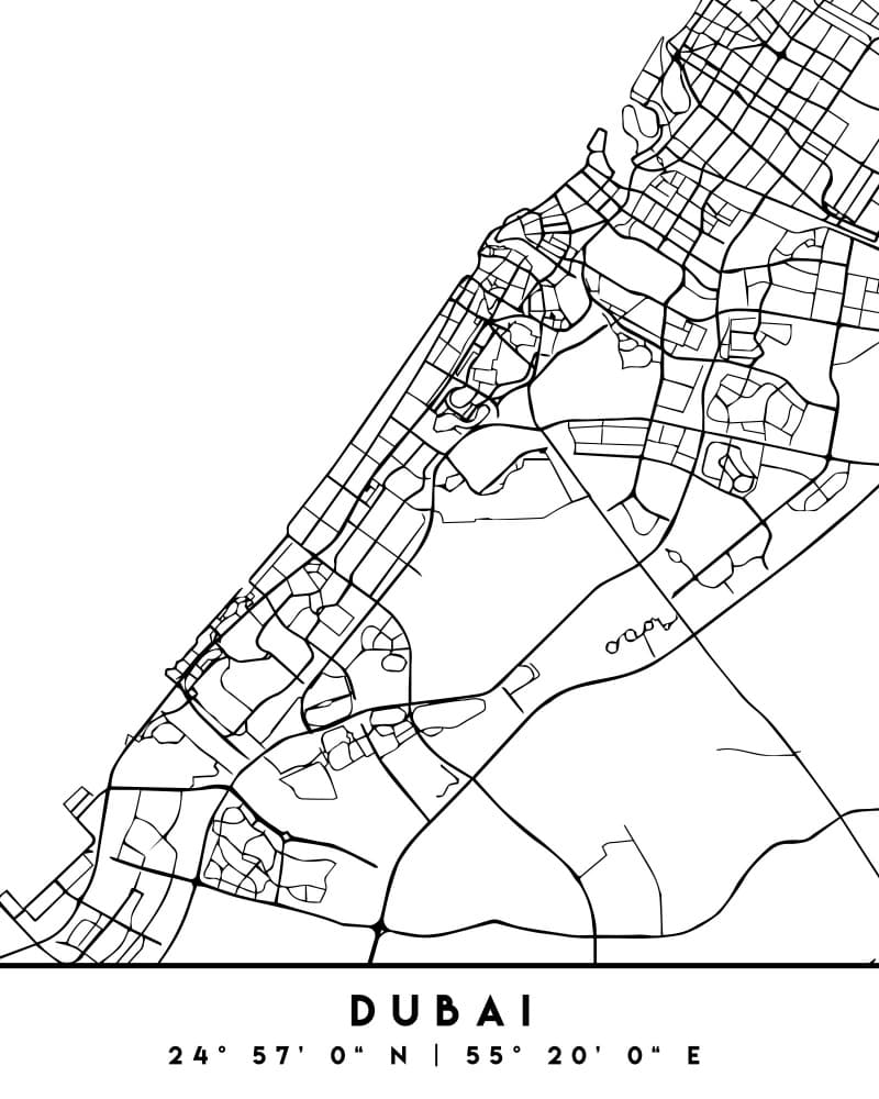 Minimal Dubai Map by Emiliano Deificus — canvas wall art