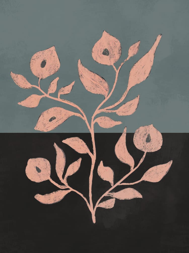 Blush Flora Contrast by Treechild — canvas wall art