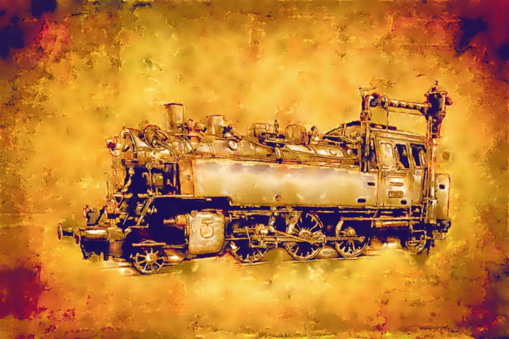 Golden Steam Locomotive by Rafal Kulik — canvas wall art