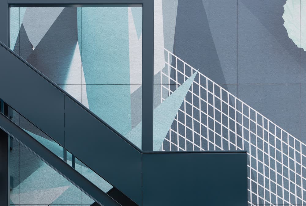 Blue Geometric Architecture by Jan Niezen — canvas wall art