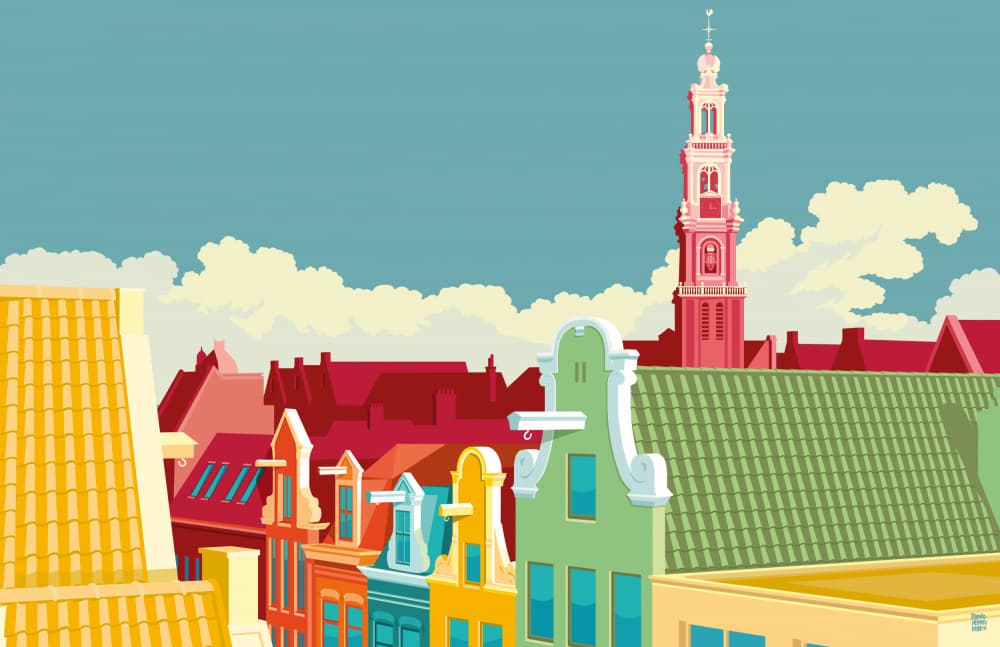 Colorful Amsterdam City View by Remko Heemskerk — canvas wall art