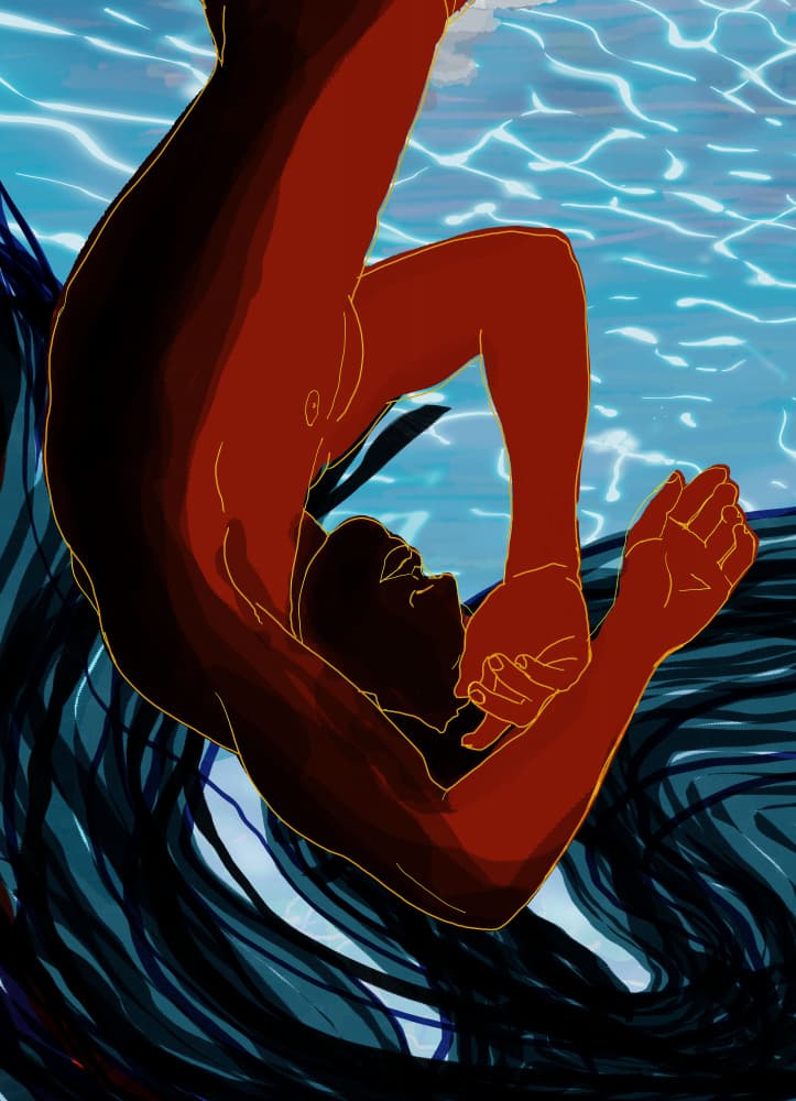 Floating Man Underwater by XHOZUCAN — canvas wall art