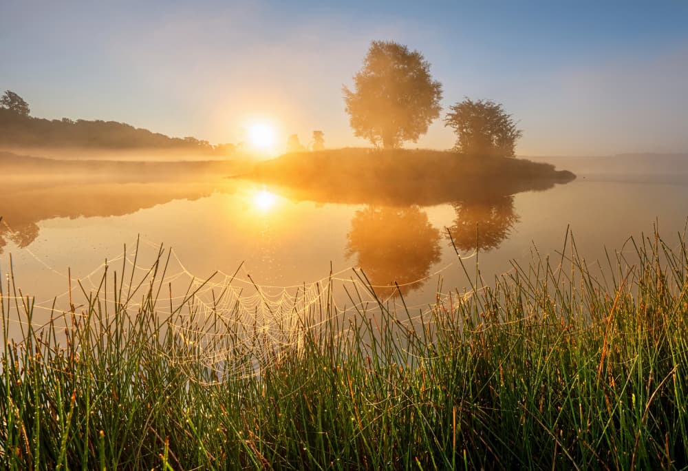 Misty Lake Sunrise by Keller — canvas wall art