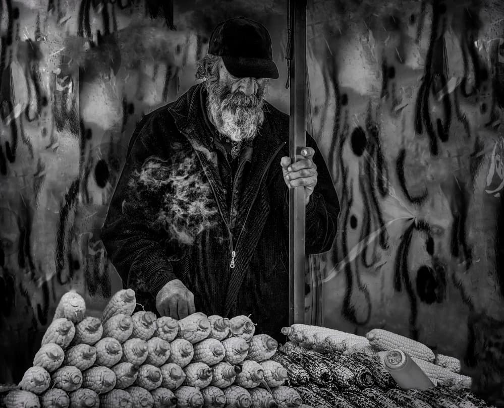 Street Corn Vendor by Ömer Ates Kızıltug — canvas wall art