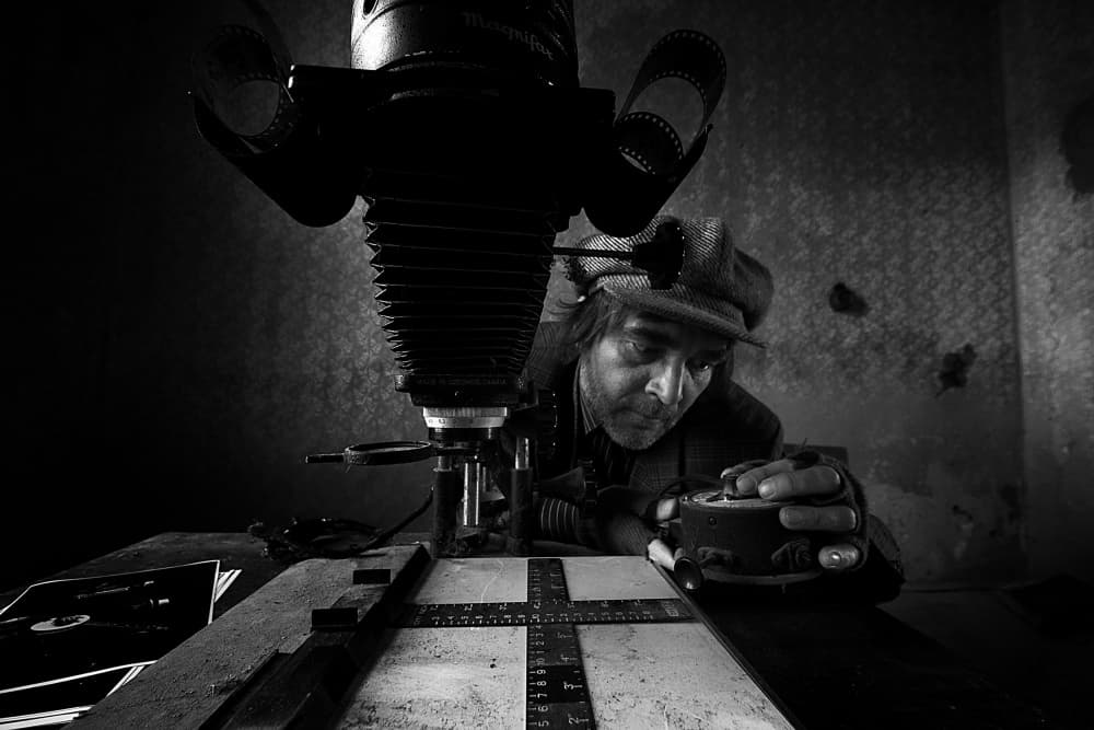 Focused Darkroom Photographer by mario grobenski - psychodaddy — canvas wall art