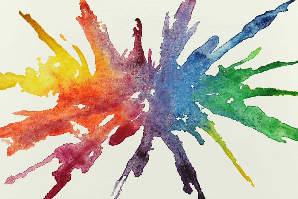 Rainbow Watercolor Splash by Natalie Bruns — canvas wall art
