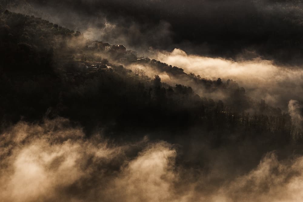 Misty Mountain Village by Matteo Chiarello — canvas wall art