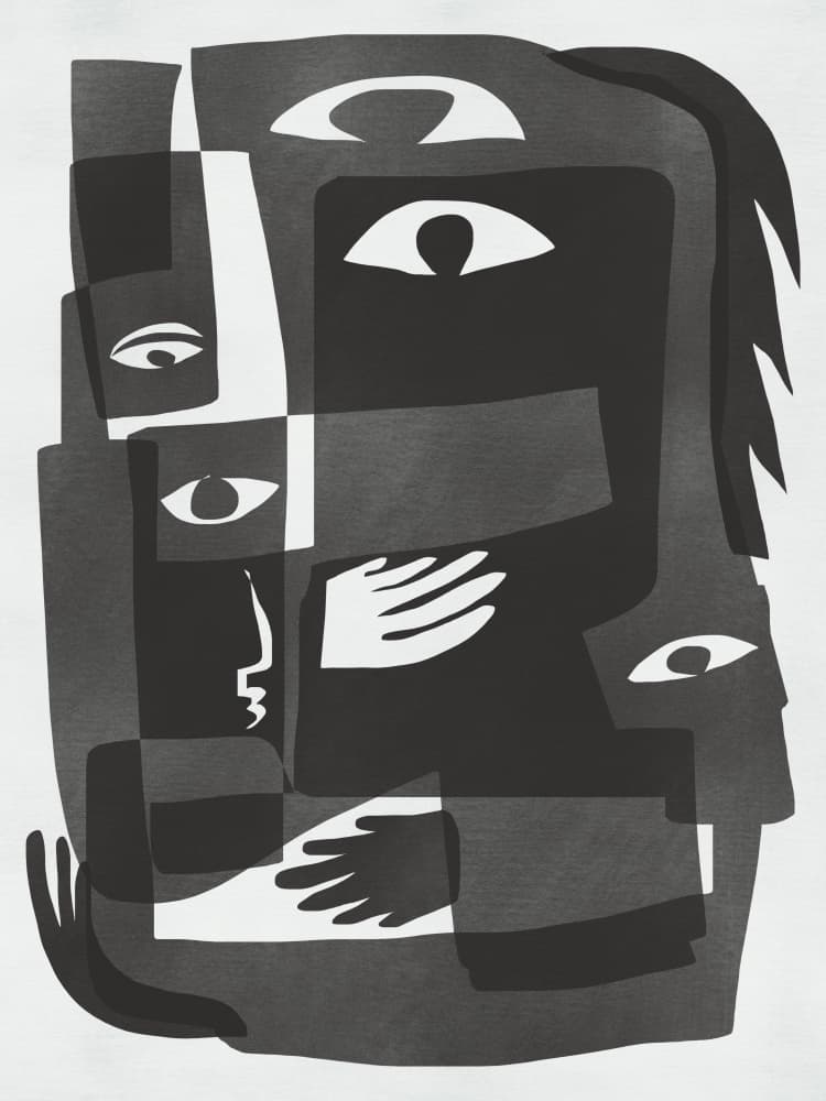 Interlocking Abstract Figures by Little Dean — canvas wall art
