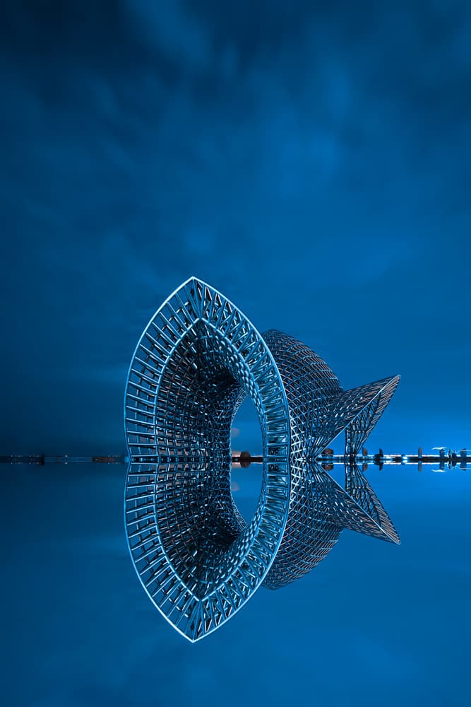 Blue Arch Reflection by Ivy Deng — canvas wall art