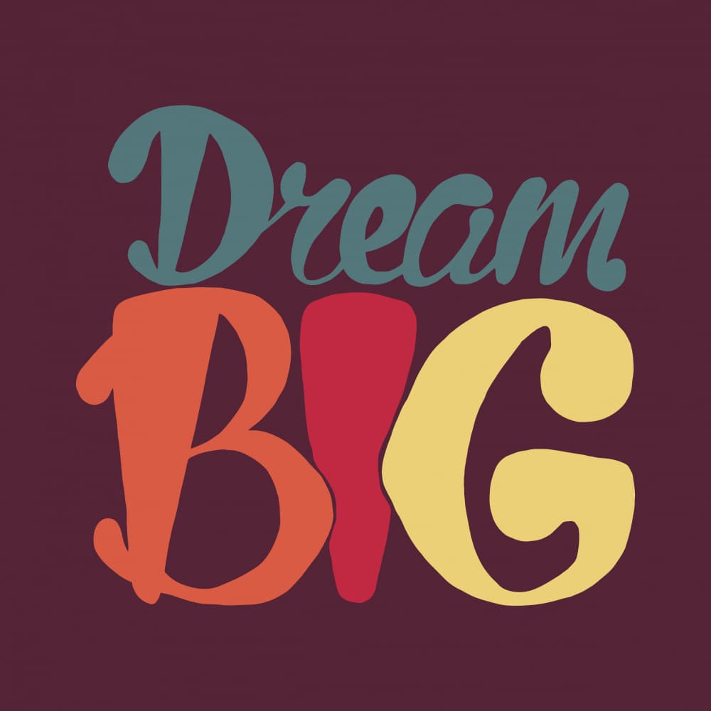 Colorful Dream Big Lettering by Marika Barsrsind — canvas wall art