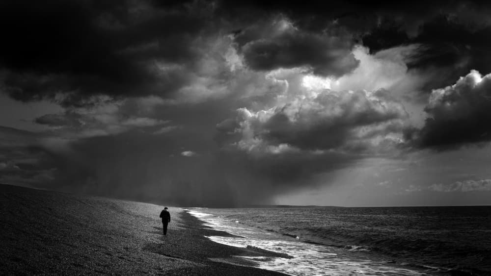 Solitary Beach Walk by Peter Davidson — canvas wall art