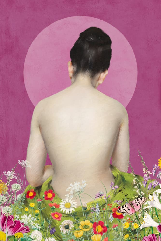Woman Among Wildflowers by Marja van den Hurk — canvas wall art