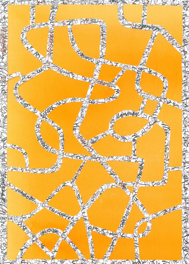 Tangled Orange Letter Maze by Isabelle Brent — canvas wall art