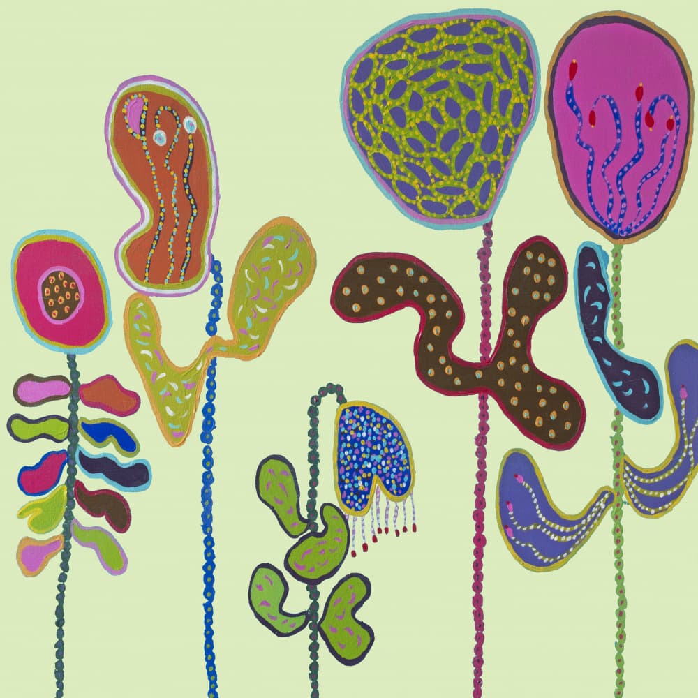 Vibrant Whimsical Garden by Helen Joynson — canvas wall art