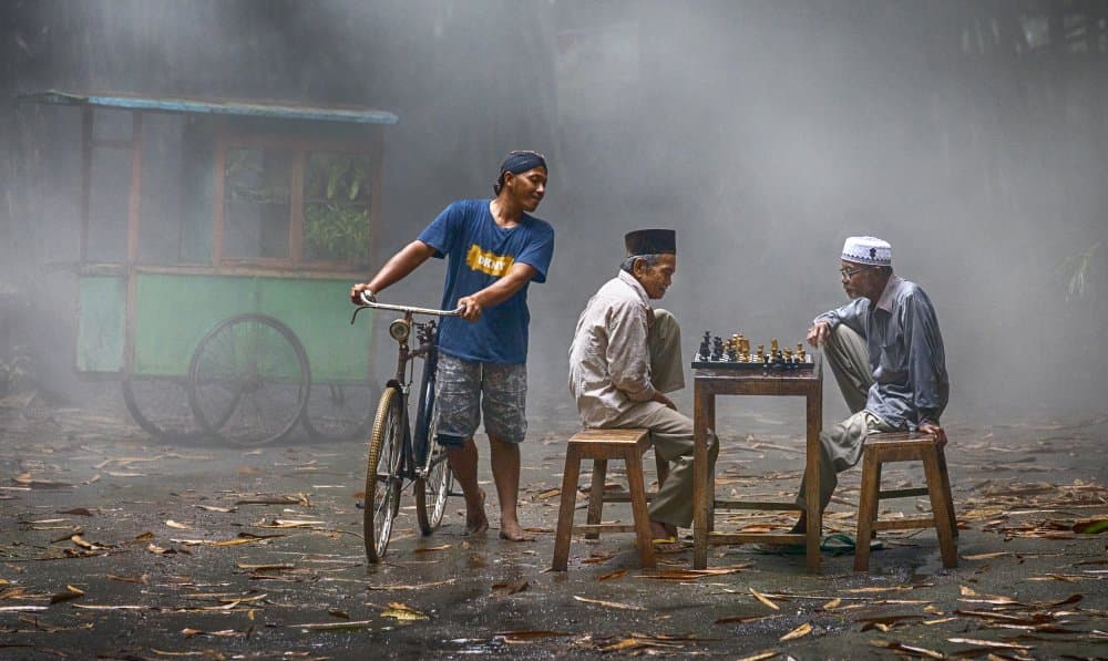 Misty Village Chess by Angela Muliani Hartojo — canvas wall art