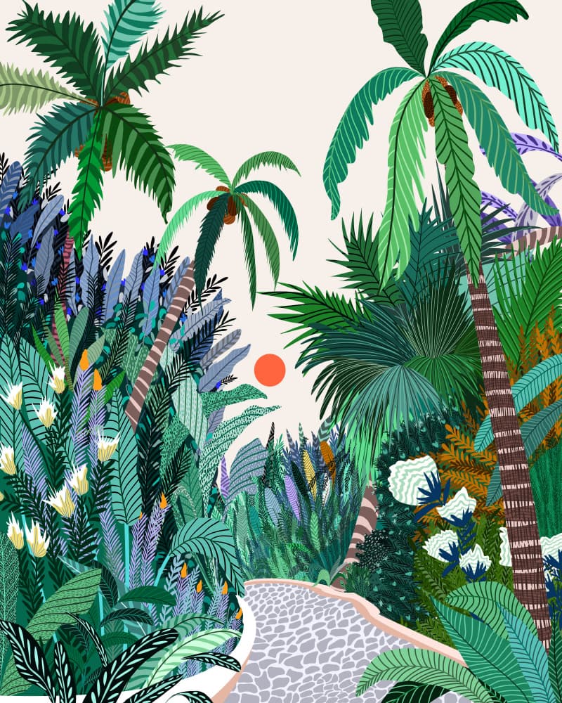 Lush Tropical Pathway by Uma Gokhale — canvas wall art