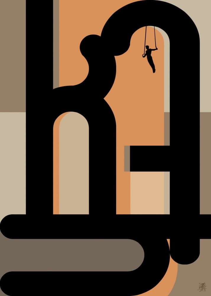 Geometric Acrobat Swing by Osvaldo Russo — canvas wall art