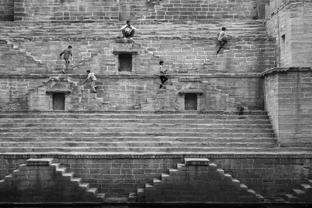 Indian Stepwell Play by Ilana Lam — canvas wall art
