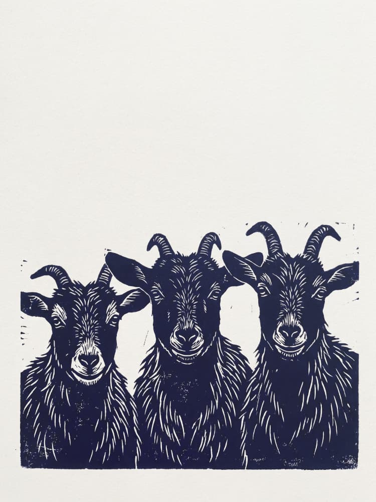 Three Curious Goats by Andreas Magnusson — canvas wall art