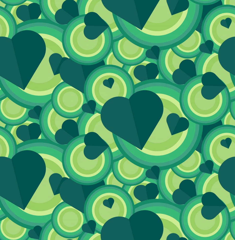 Vibrant Green Hearts by Marika Barsrsind — canvas wall art