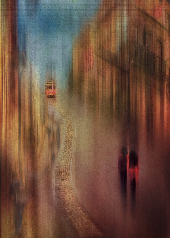 Dreamy City Tram by Leechee Z — canvas wall art