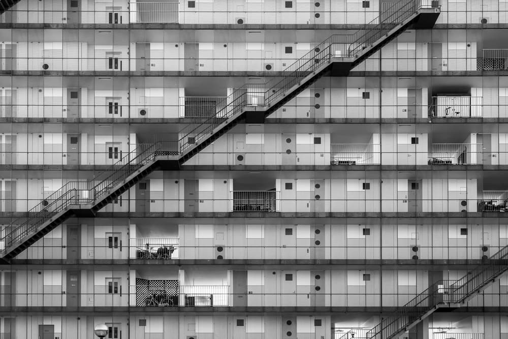 Geometric Urban Facade by Tomoshi Hara — canvas wall art