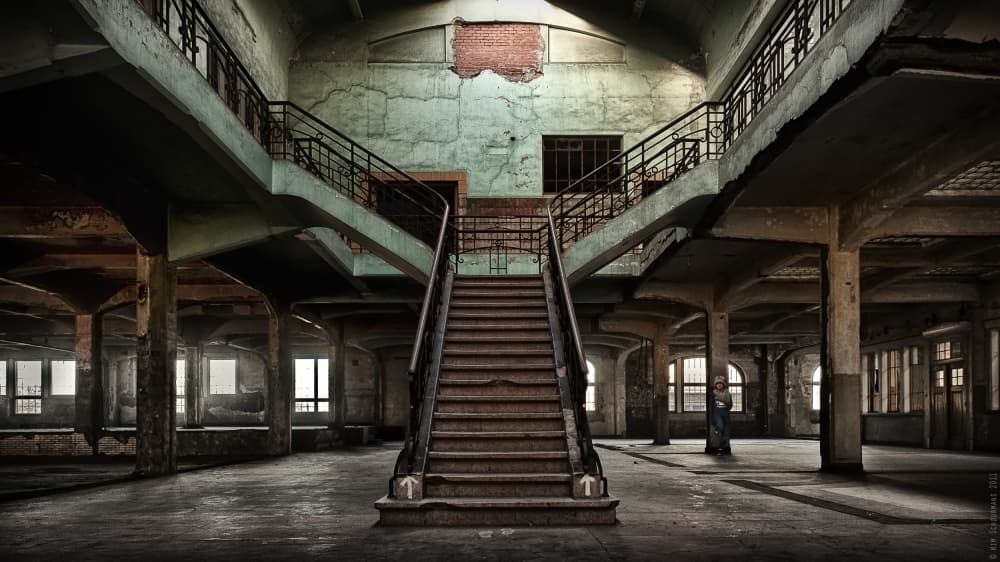 Abandoned Grand Staircase by Wim Schuurmans — canvas wall art