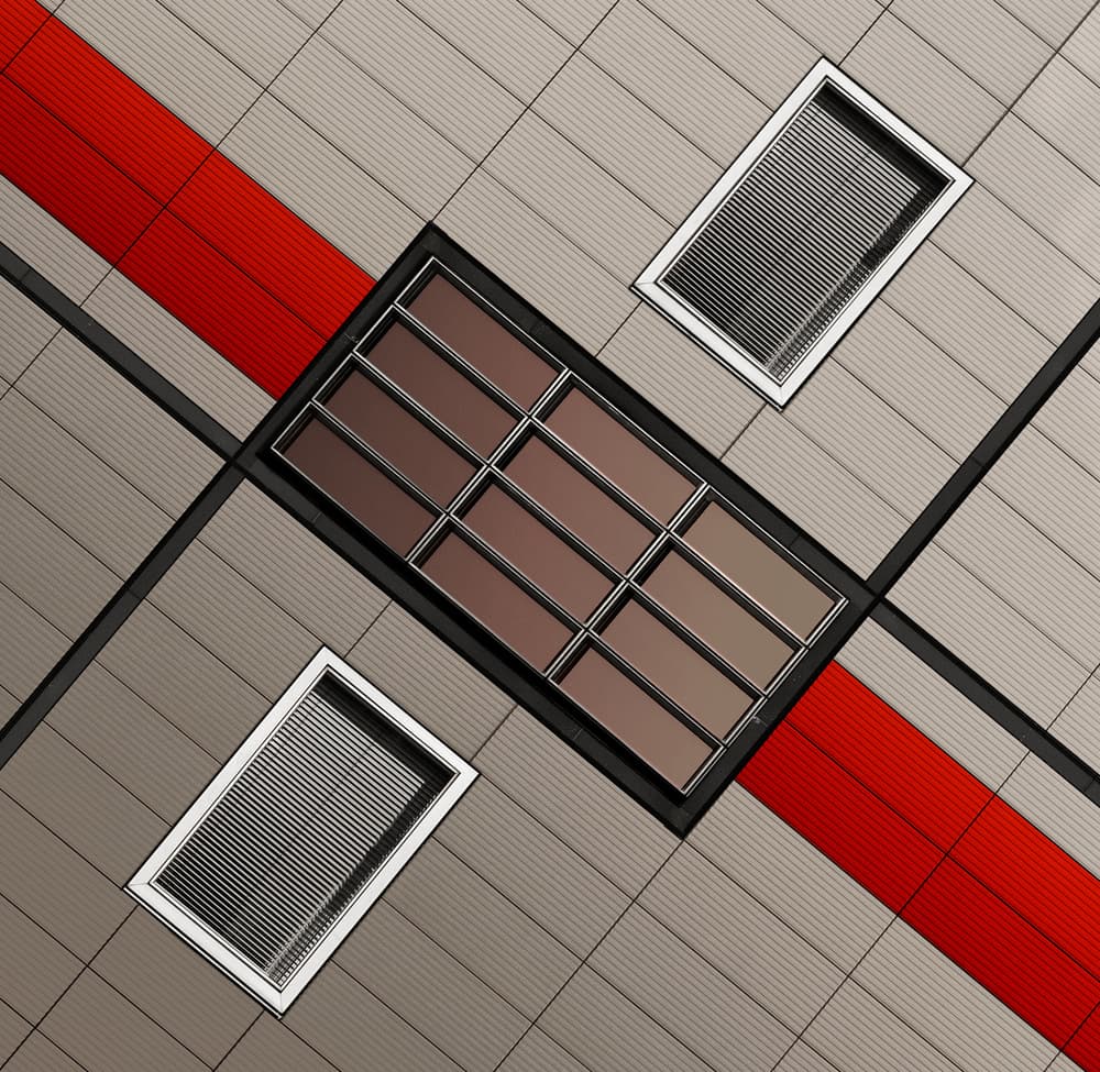 Red Stripe Geometry by Tomasz Buczkowski ( Tomush ) — canvas wall art