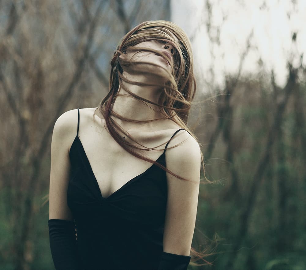 Woman Windblown Hair by Abr Abe — canvas wall art