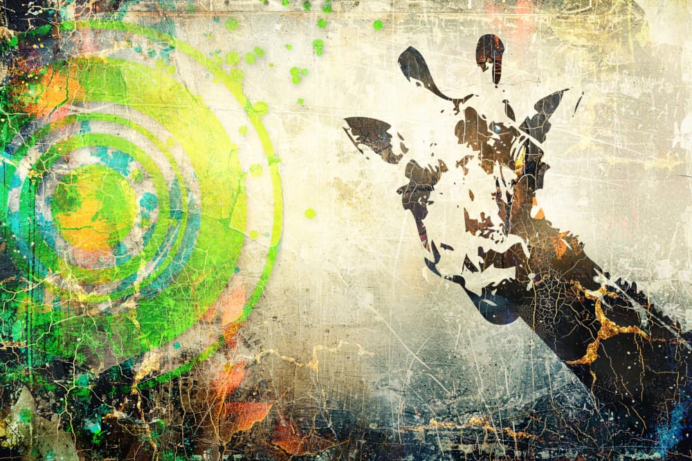 Abstract Grunge Giraffe by Rafal Kulik — canvas wall art