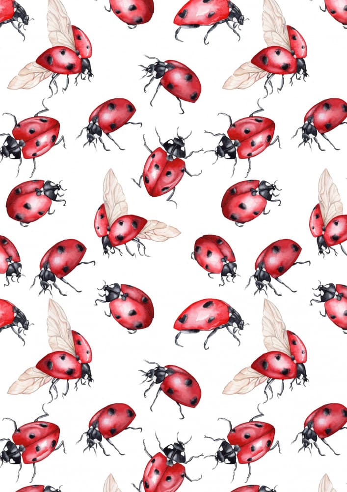 Happy Ladybug Pattern by Linda Sitniece — canvas wall art