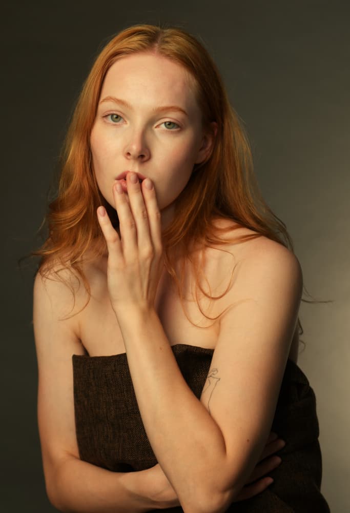 Redhead Pensive Portrait by Yoram GIL — canvas wall art