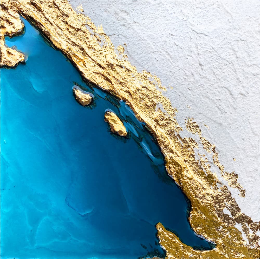 Golden Coastal Abstract by Alyson Storms — canvas wall art