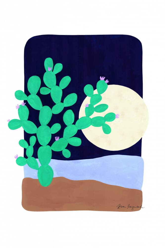 Moonlit Desert Cactus by Karen Menzenbach — canvas wall art