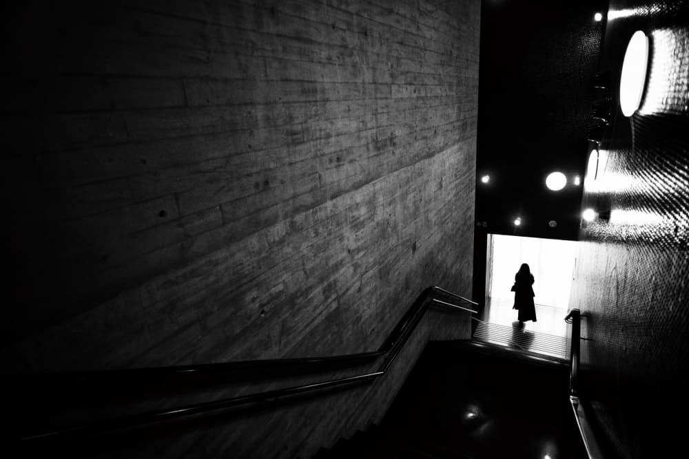 Solitary Figure on Stairs by Jorge Pimenta — canvas wall art