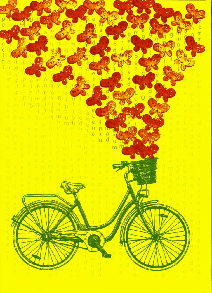 Green Bicycle Butterflies by Santhosh ch — canvas wall art